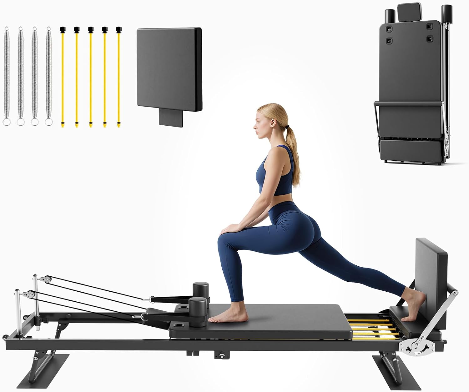 Leg Home Gym Workout - Foldable Pilates Reformer Machine, Home Gym