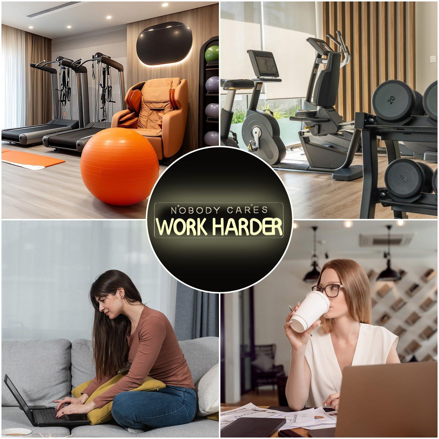 Nobody Cares Work Harder Neon  - Home Gym Neon Sign recension och pris