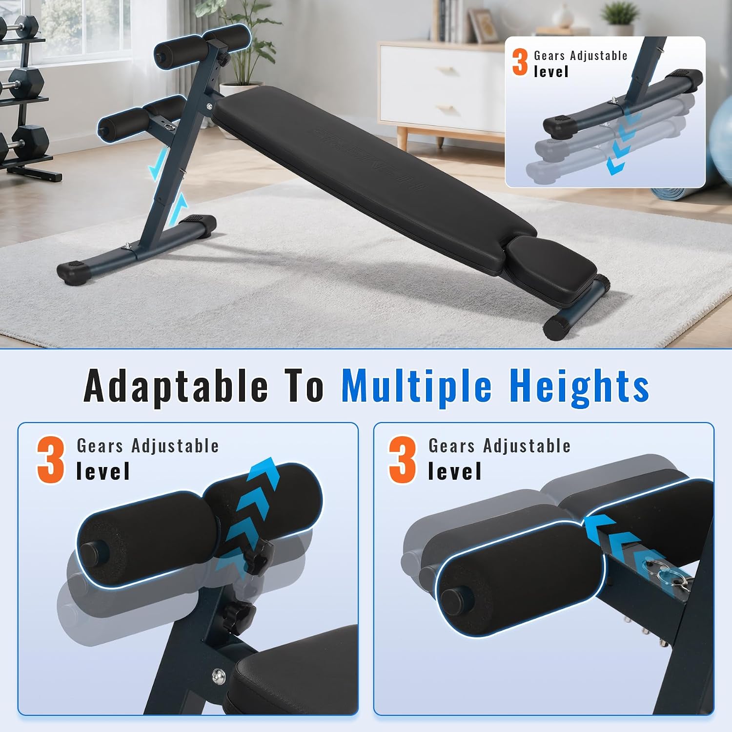 3-Level Adjustable Sit Up Benc - Home Gym Equipment Set recension och pris